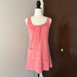 Y2k Miken Coral Pink Terry Cloth Mini Dress